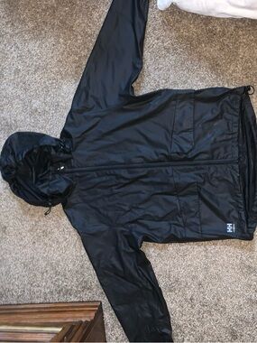 Helly Hansen Black Hooded Rain Jacket - Men's Lightweight Shell